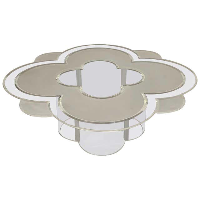 Glamorous Italian Carved Shell Base Coffee Table with Pearl and Round ...