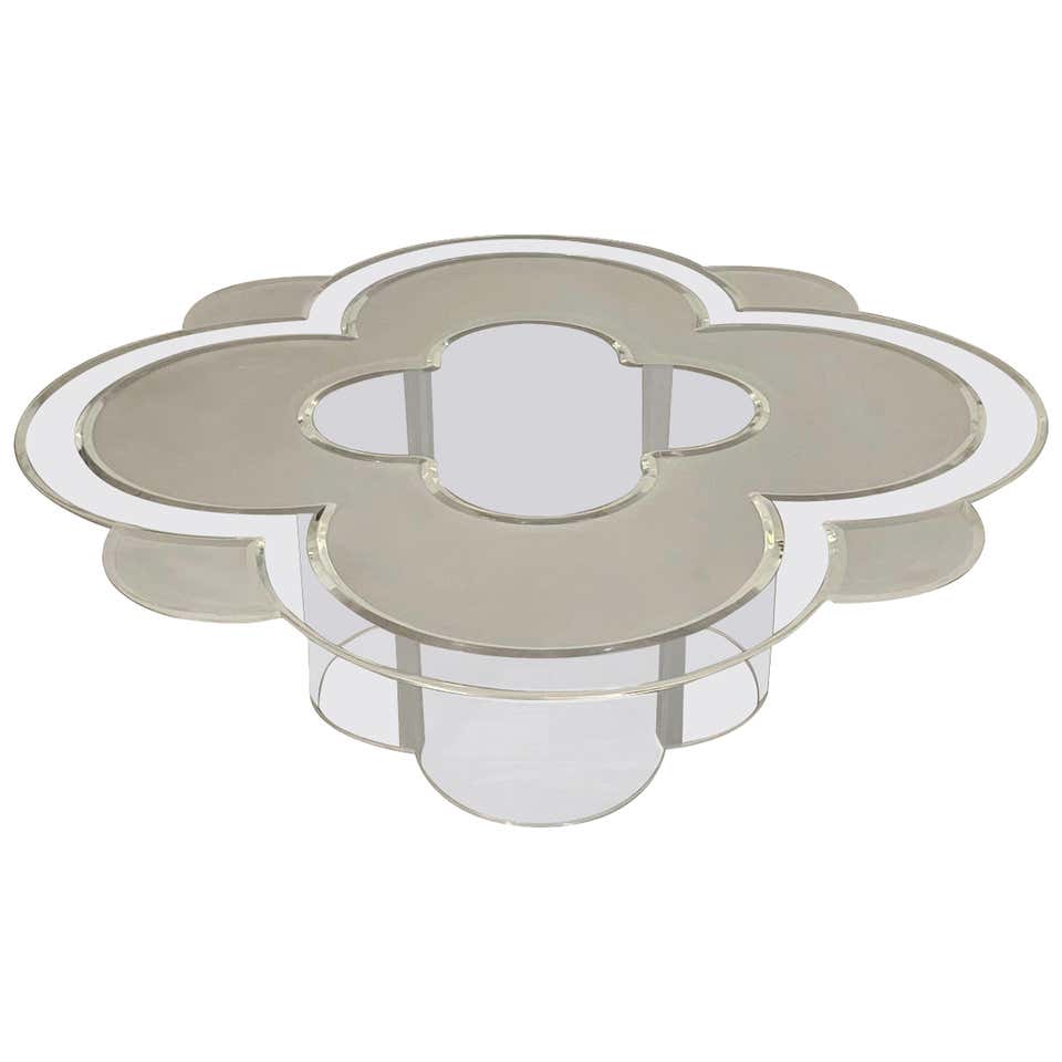 Glamorous Italian Carved Shell Base Coffee Table with Pearl and Round ...