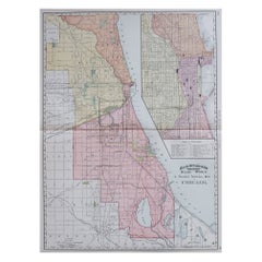Large Original Antique City Plan of Chicago, USA. 1894