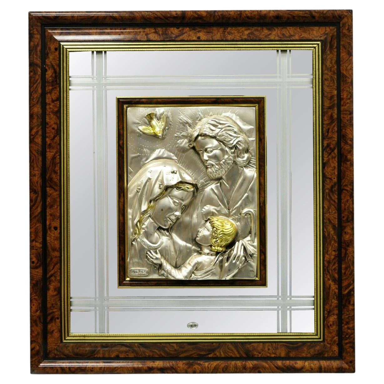Creazioni Artistche 925 Sterling Silver ARG Italy Jesus Mary Mirror Wall Art For Sale