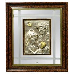 Retro Creazioni Artistche 925 Sterling Silver ARG Italy Jesus Mary Mirror Wall Art