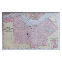 Original Antique City Plan of Louisville, Kentucky. USA. 1894