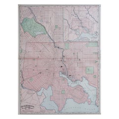 Large Original Used City Plan of Baltimore, USA, 1894