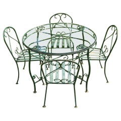 Wrought Iron Mid Century Garden Patio Set Five Pieces