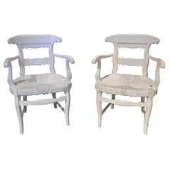 Pair of Wooden Armchairs with Handpainted Enea Seating