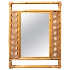 Handmade Bamboo and Rattan Mirror from the 1970ies