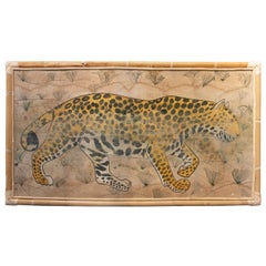 Vintage Painting on Fabric of a Leopard from Designer Jaime Parlade