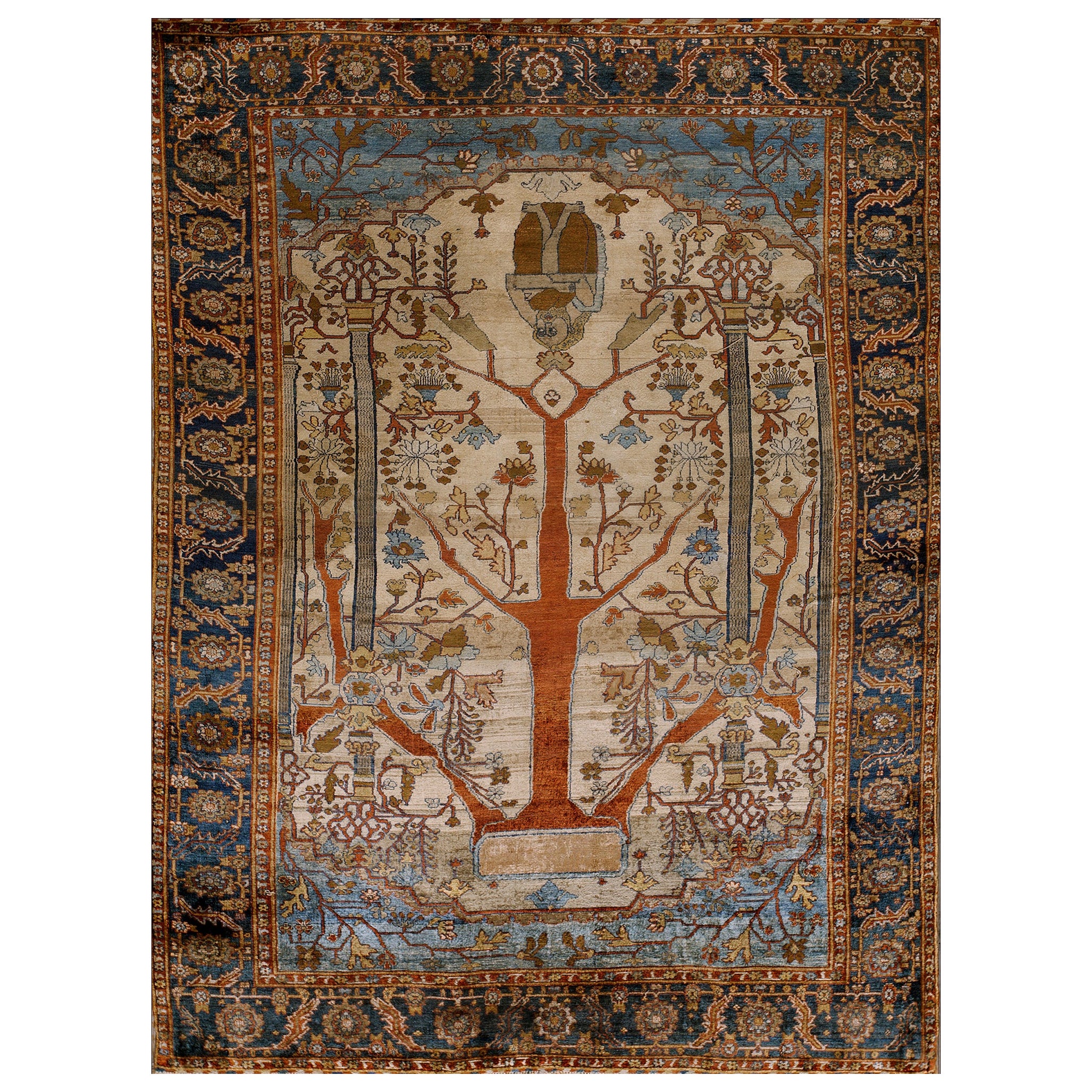 Mid 19th Century N.W. Persian Silk Heriz Carpet ( 4'3'' x 5'10'' - 130 x 178 ) For Sale