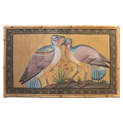 Painting on Fabric of Pair of Peacocks from Designer Jaime Parlade