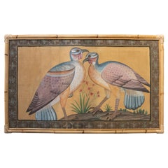 Pintura sobre tela de pareja de pavos reales del diseñador Jaime Parlade
