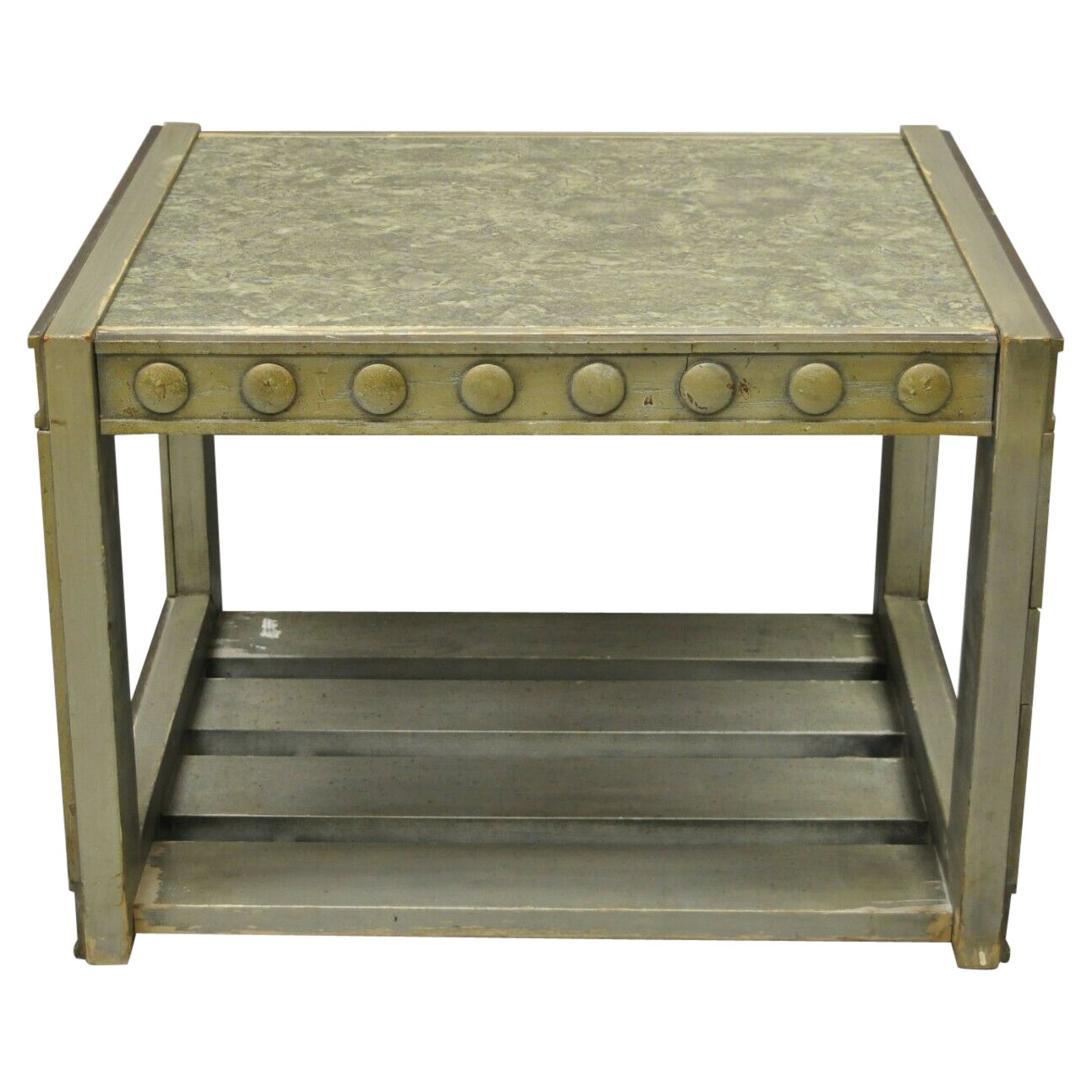 Mid Century Modern James Mont Style Silver Occasional Side End Table For Sale
