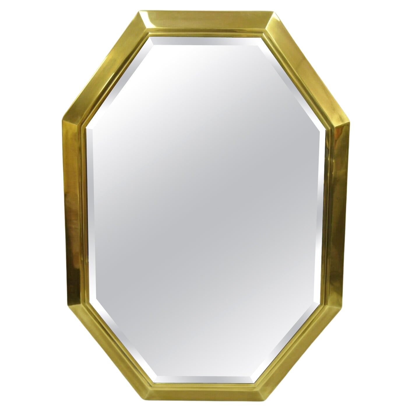 Mastercraft Brass Octagonal Frame Wall Mirror Attr. Bernhard Rohne