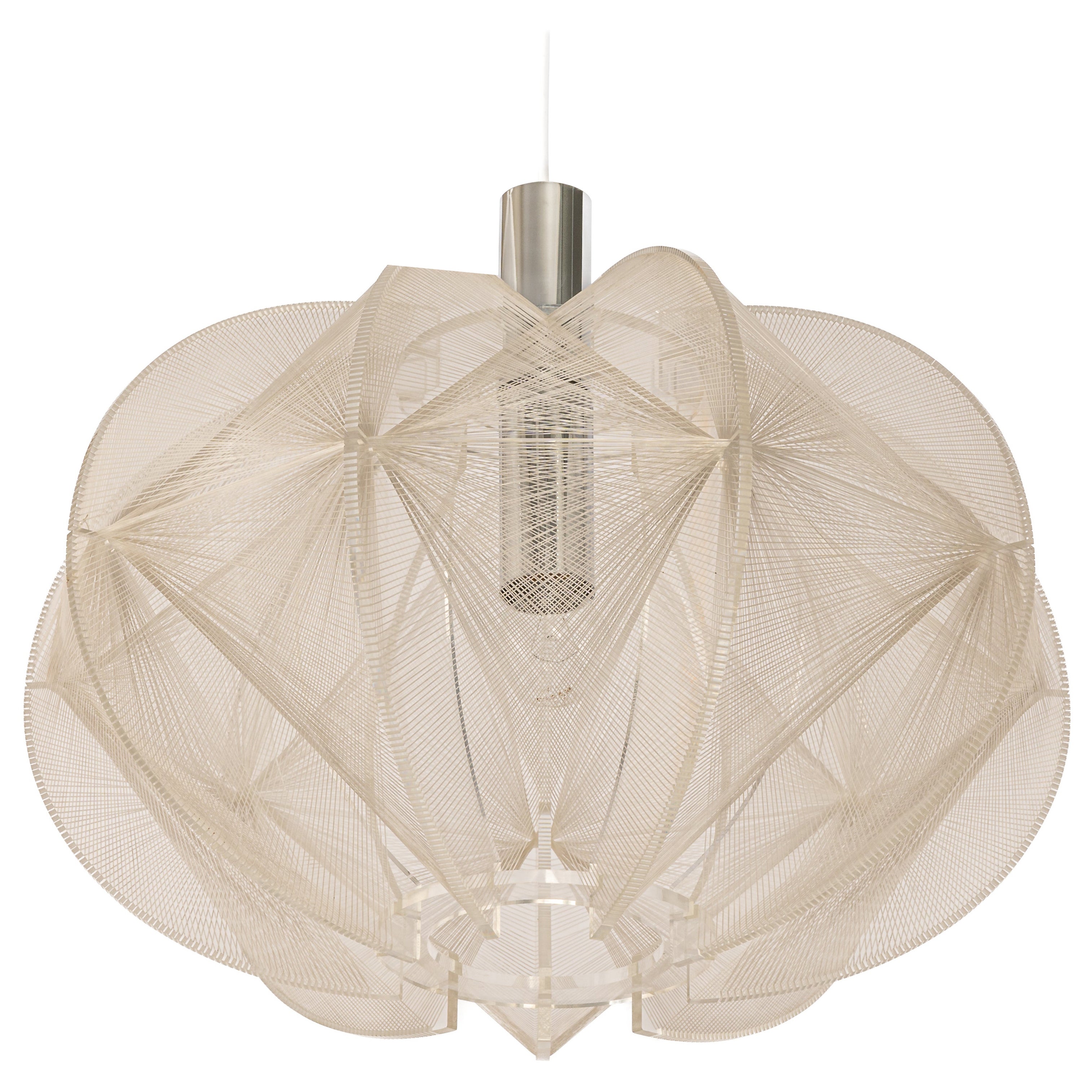 Paul Secon for Sompex-Clear Wire Pendant Lamp, Germany, 1970s For Sale