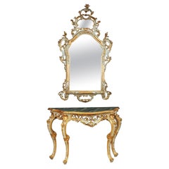 Mirror Console Table in Louis XV Rococo Style, Venetian
