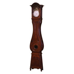 Antique Mid-18th Century, French, Louis XV Carved Walnut Grandfather Clock with Rooster