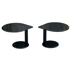 Pair of Black Lacquered Side Tables Drop Shaped by Vittorio Introini, 1950s