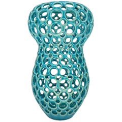 Amelie-Pierced Ceramic Tabletop Sculpture Turquoise