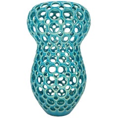 Amelie-Pierced Ceramic Tabletop Sculpture Turquoise