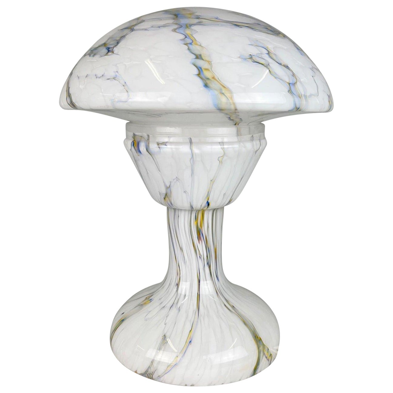 Rare lampe de bureau vintage en verre marbré en forme de champignon, années 1930