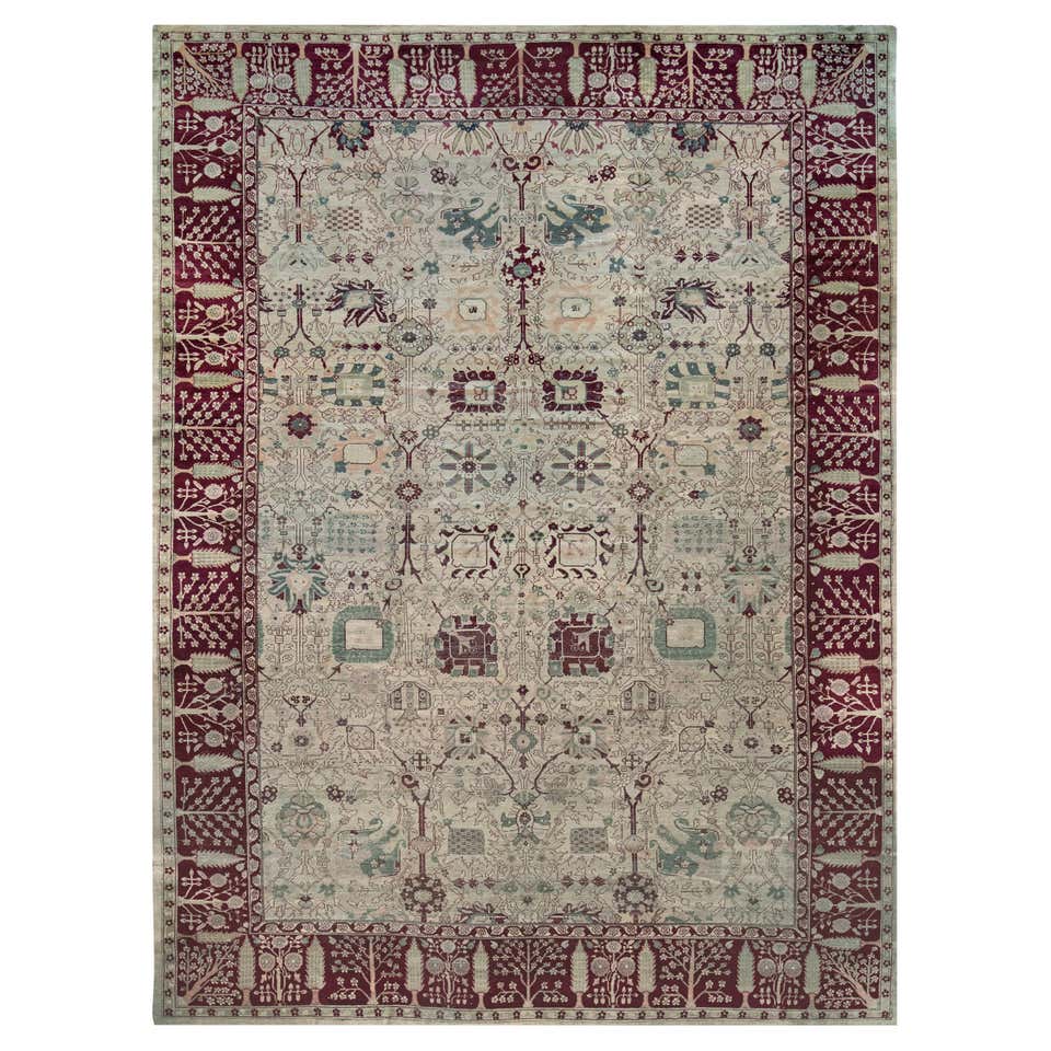 Late 19th Century Medieval Distressed Antique Indian Agra Rug with ...