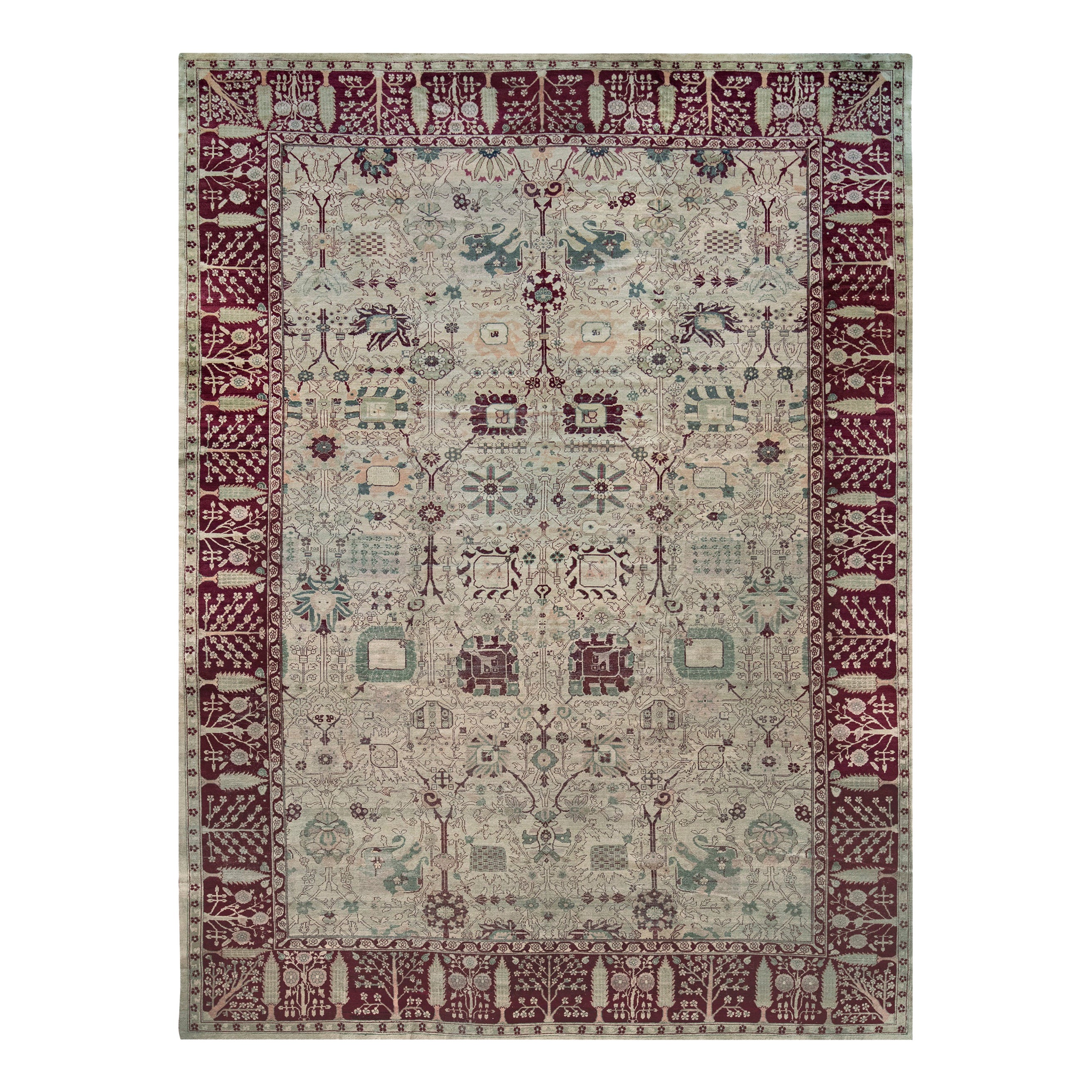 Late 19th Century Handwoven Antique Agra Rug