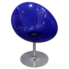 Philippe Starck for Kartell Ero S Blue Plastic & Chrome Swivel Chair Italy
