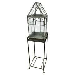 Vintage Terrarium Greenhouse on Stand with Open Pedestal