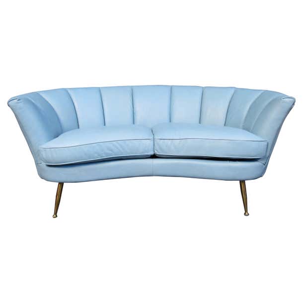Mid-Century Clam Shell Loveseat For Sale at 1stDibs | clam shell couch ...