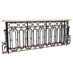 Antique French Wrought Iron Railing Console with Shellstone Top