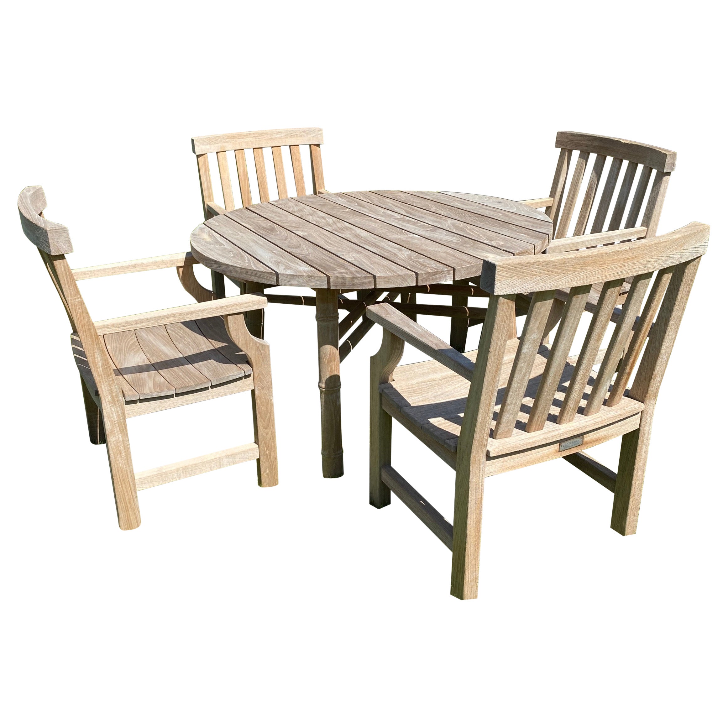 Teak Wood Garden Dining Table and Chair Ensemble