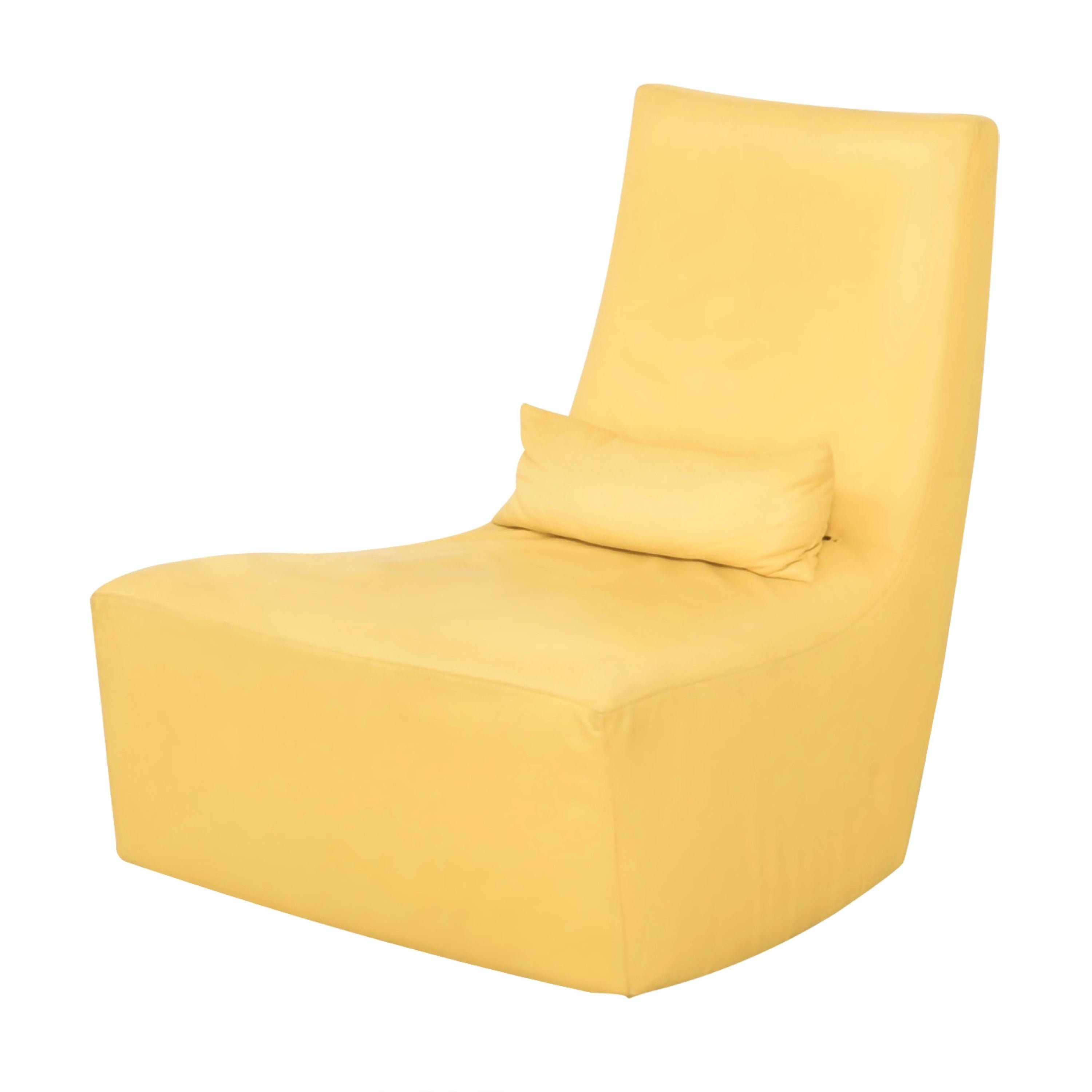 at 1stDibs Roset roset Lumbar with rocking Pillow, chair Leather France Chair roset neo Cream Yellow, | Rocker chair, Ligne ligne ligne rocking Lounge