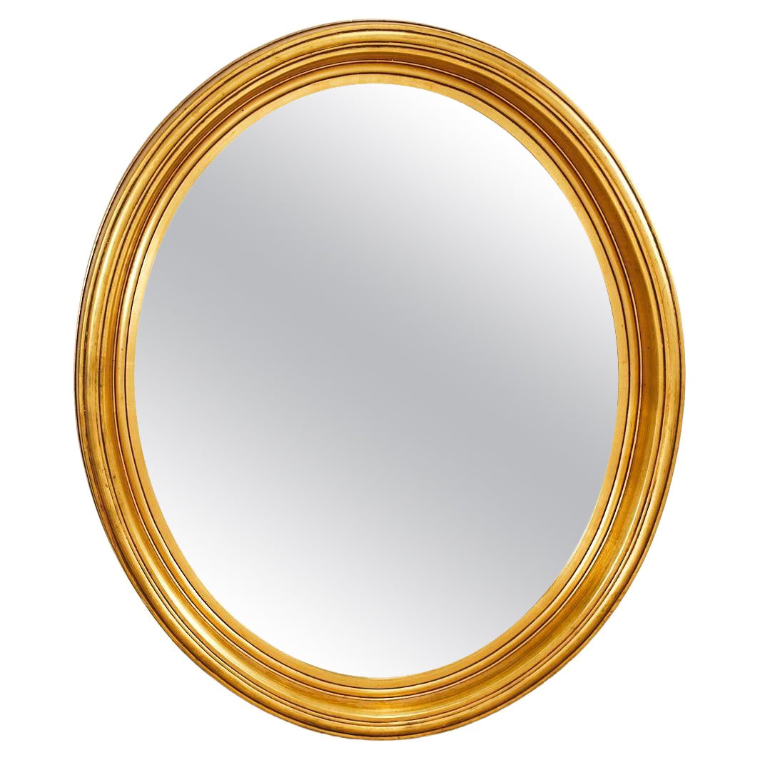 French Louis Philippe Style Oval Giltwood Mirror