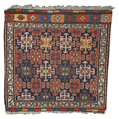 Antique Shahsavan Saddle Bag Face in Soumak Technique