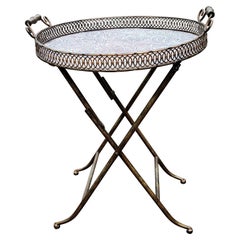 Vintage Brass, Copper and Iron Folding Galleried Tray Table 