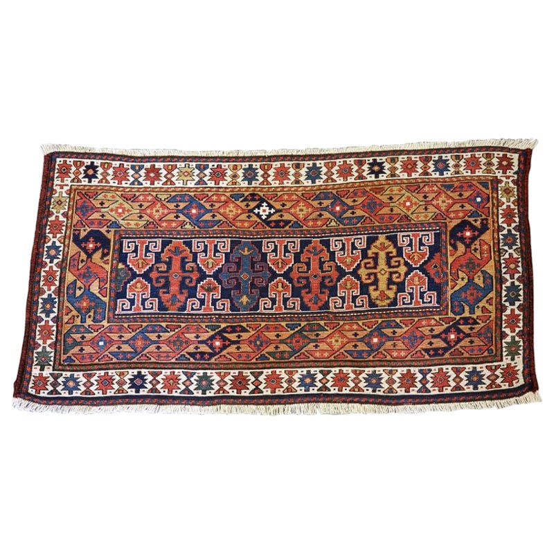 Antique Shahsavan Mafrash Panel in Soumak Technique, circa 1880 For Sale