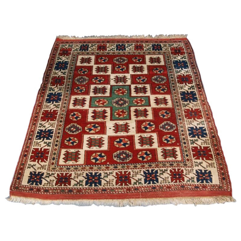 Old Turkish Bergama Rug of Traditional Village Design