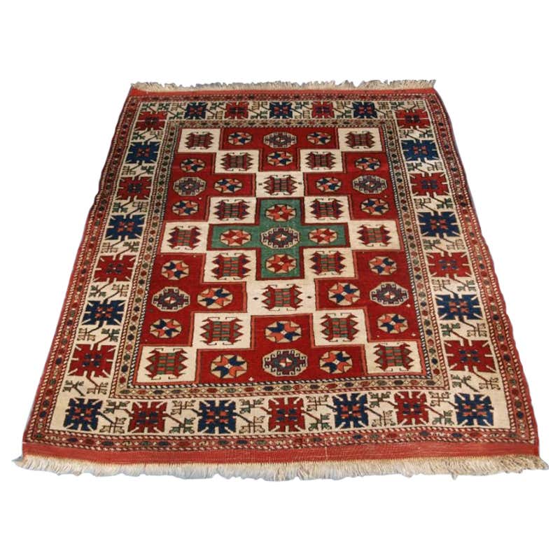 Vintage Turkish Bergama Rug of Traditional Village Design, About 60 ...