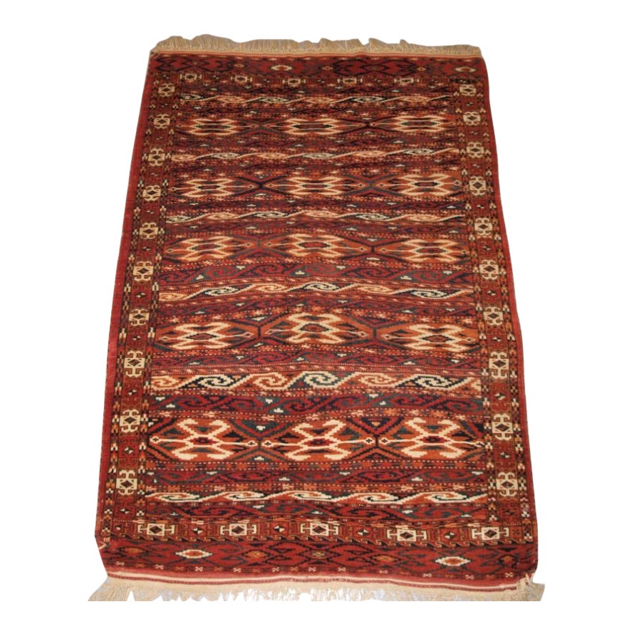 Antique Yomut Turkmen 'Dip Khali' Rug For Sale