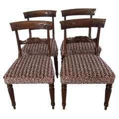 Set of 4 Antique Regency Quality Carved Mahogany Dining Chairs