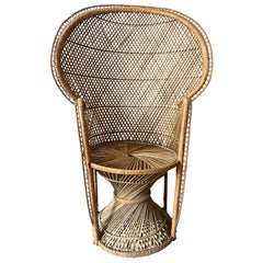 Vintage Mid-Century Modern Italian Iconic Wicker and Rattan Peacock Chair, 1970s