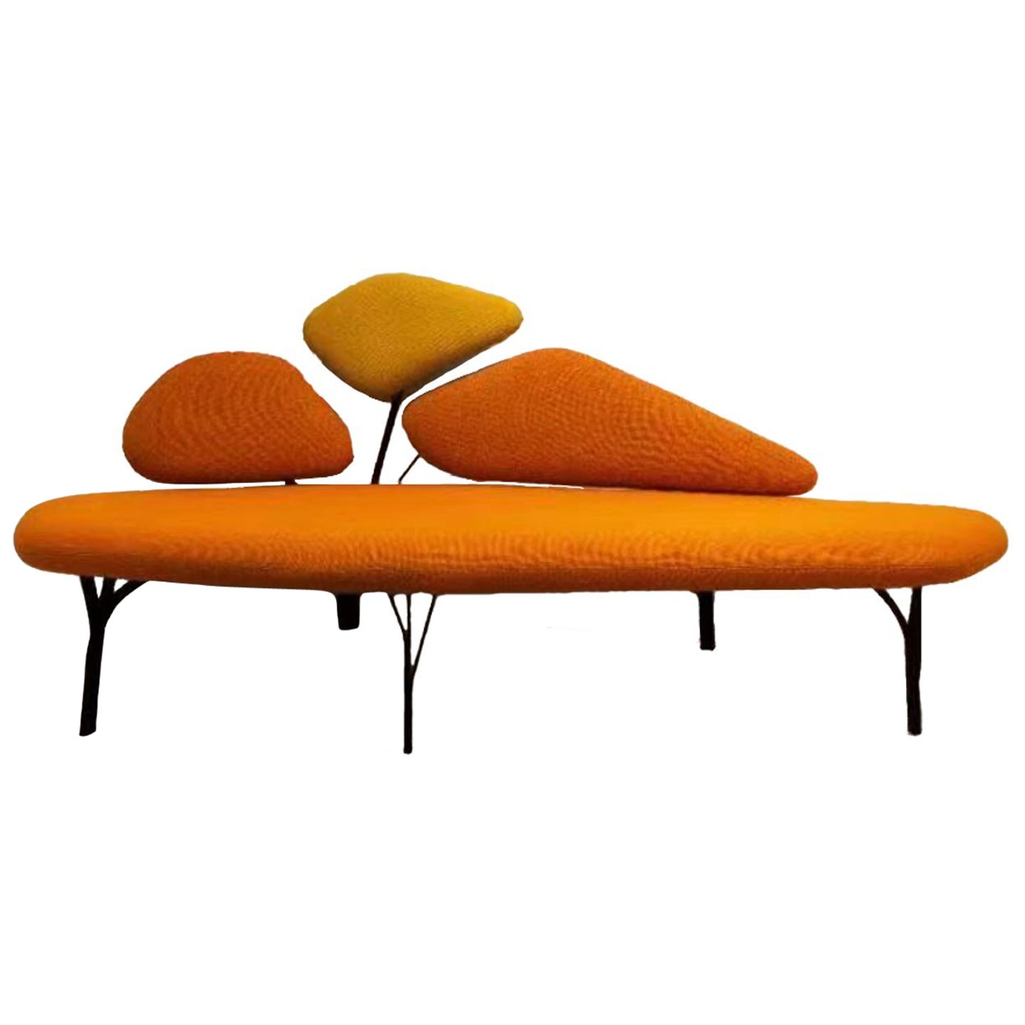 Borghese Orange Sofa Black Textured Structure By La Chance For Sale