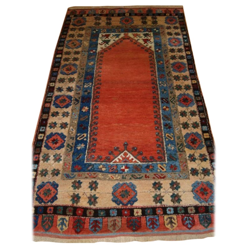 Old Turkish Konya Prayer Rug of Traditional Design
