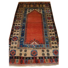 Vintage Old Turkish Konya Prayer Rug of Traditional Design
