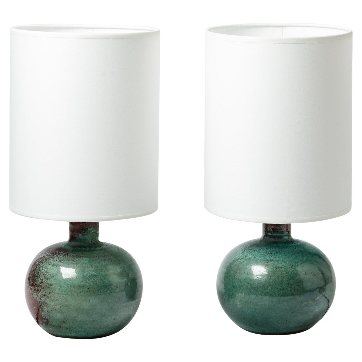 Paar Keramik-Tischlampen von La Borne Potter's, ca. 1960–1970