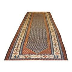 Old Persian Bijar Kilim of Large Size and Traditional Design