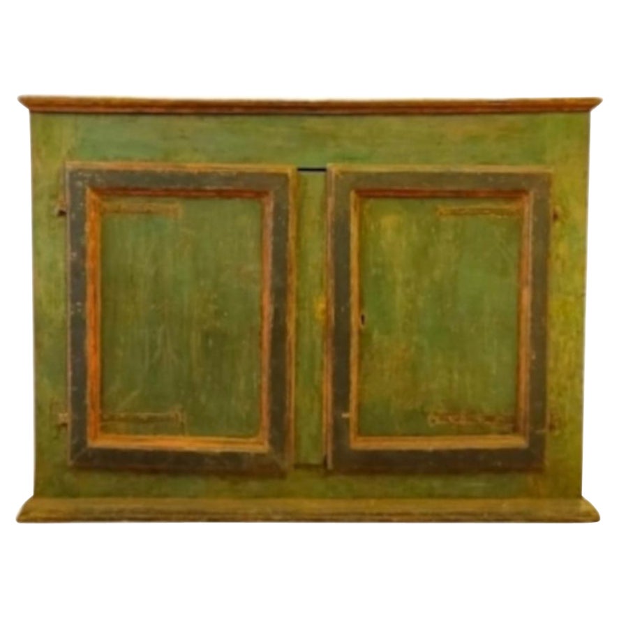Totally Original Rustic Sideboard with Light Blue and Ochre Lacquering For Sale