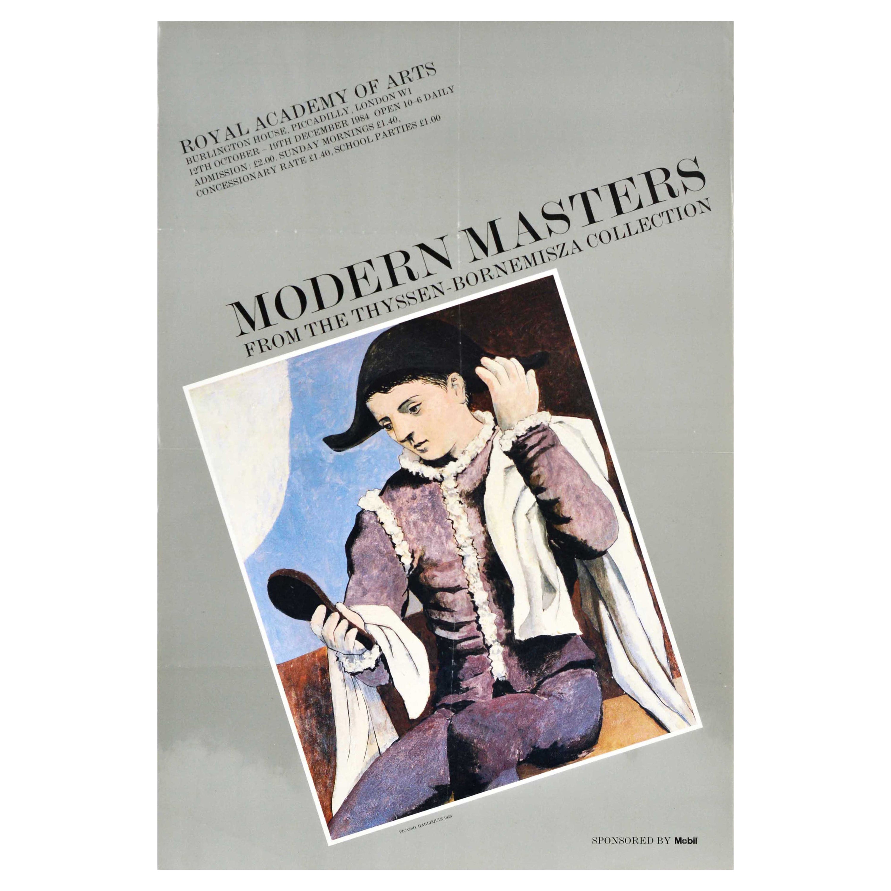 Original Vintage Exhibition Poster Modern Masters Harlequin Royal Academy Arts