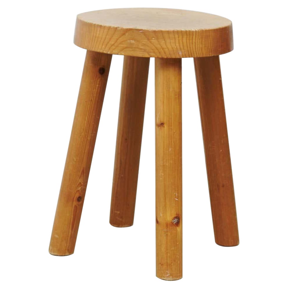 Charlotte Perriand Wood Stool for Les Arcs, circa 1960 For Sale