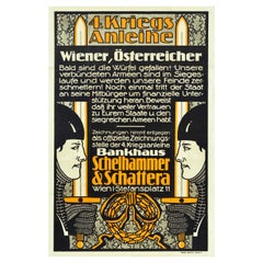 Original Antike WWI Poster Kriegsanleihe Wien Bank Schelhammer Schattera Victory