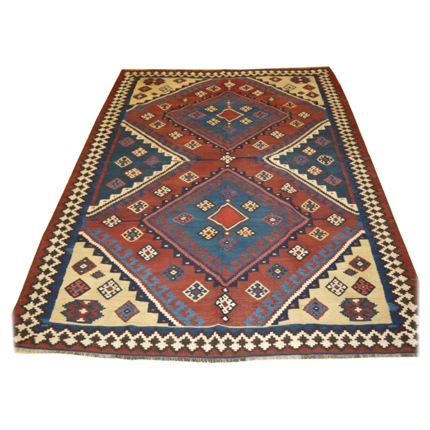 Antique Persian Tribal Qashqai Kilim, South West Persia For Sale